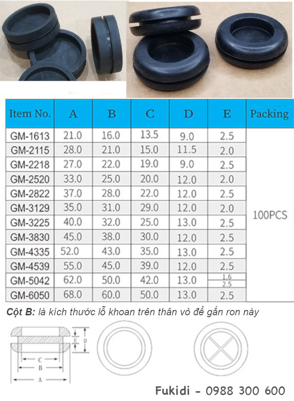 Ron cao su bảo vệ dây điện, KT 62x13, phi 50mm - GM-5042
