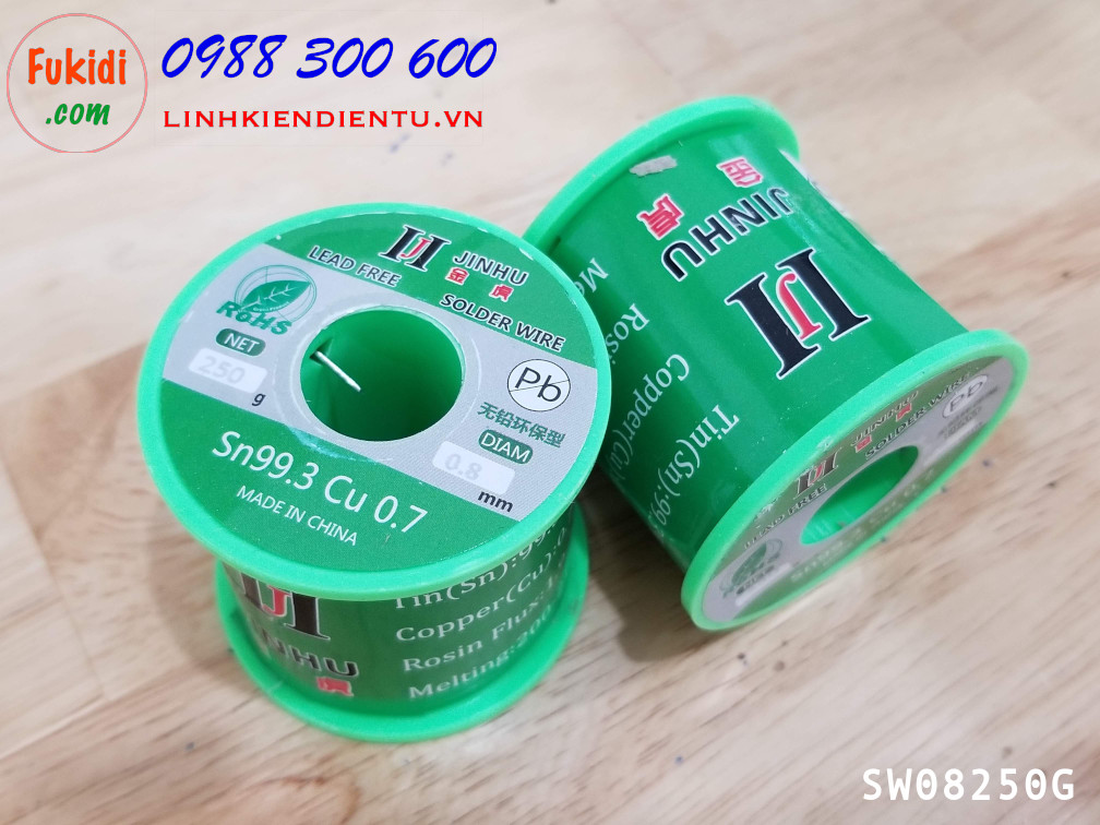 Cuộn dây thiếc hàn, chì hàn JINHU 0.8mm 250g  Sn99.3 Cu0.7 SW08250G