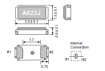 Kích thước của thạch anh đồng hồ 32.768KHz EPSON FC-135