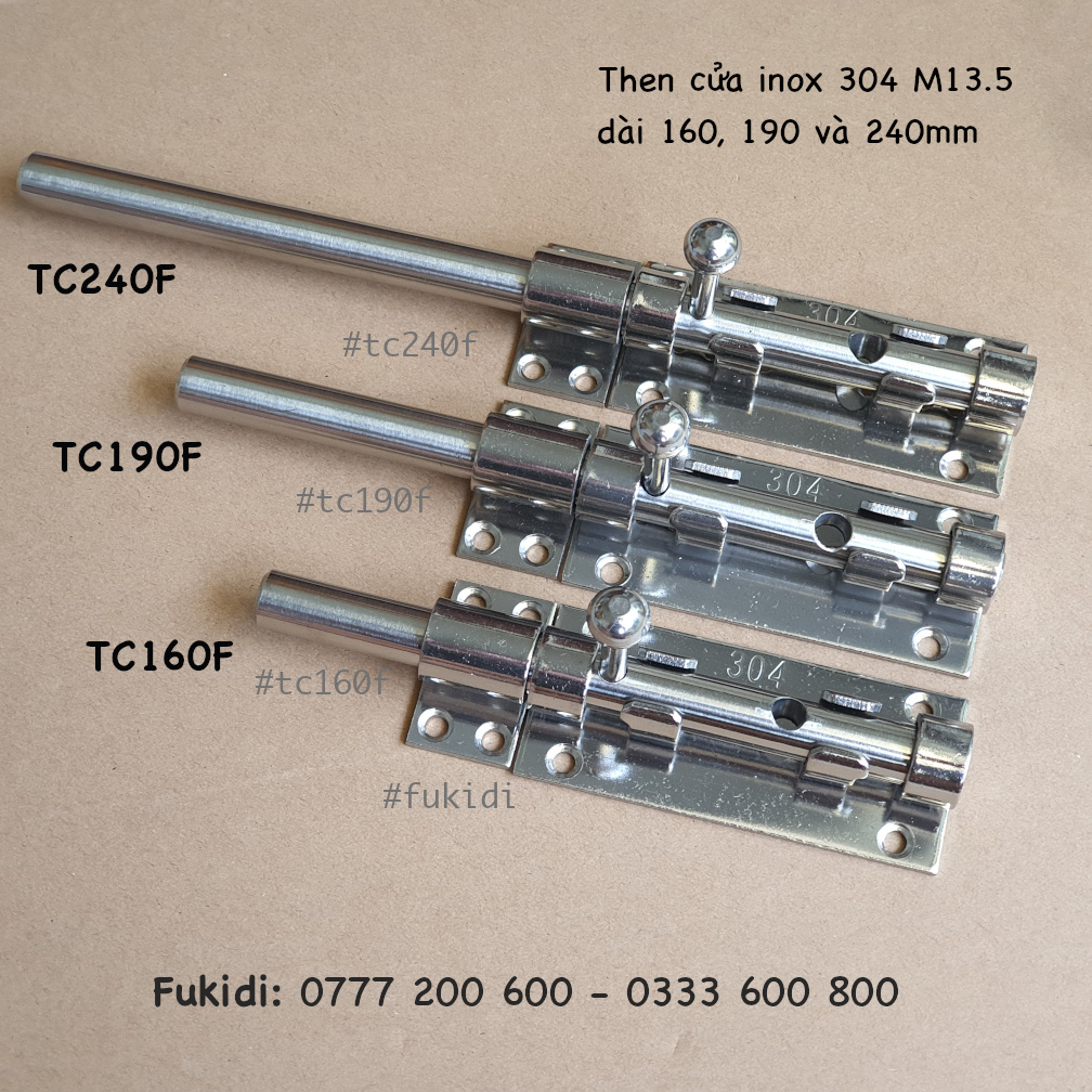 ba kích cỡ của then TC160F như hình dưới, chì khác chiều dài then, còn lại như nhau hết