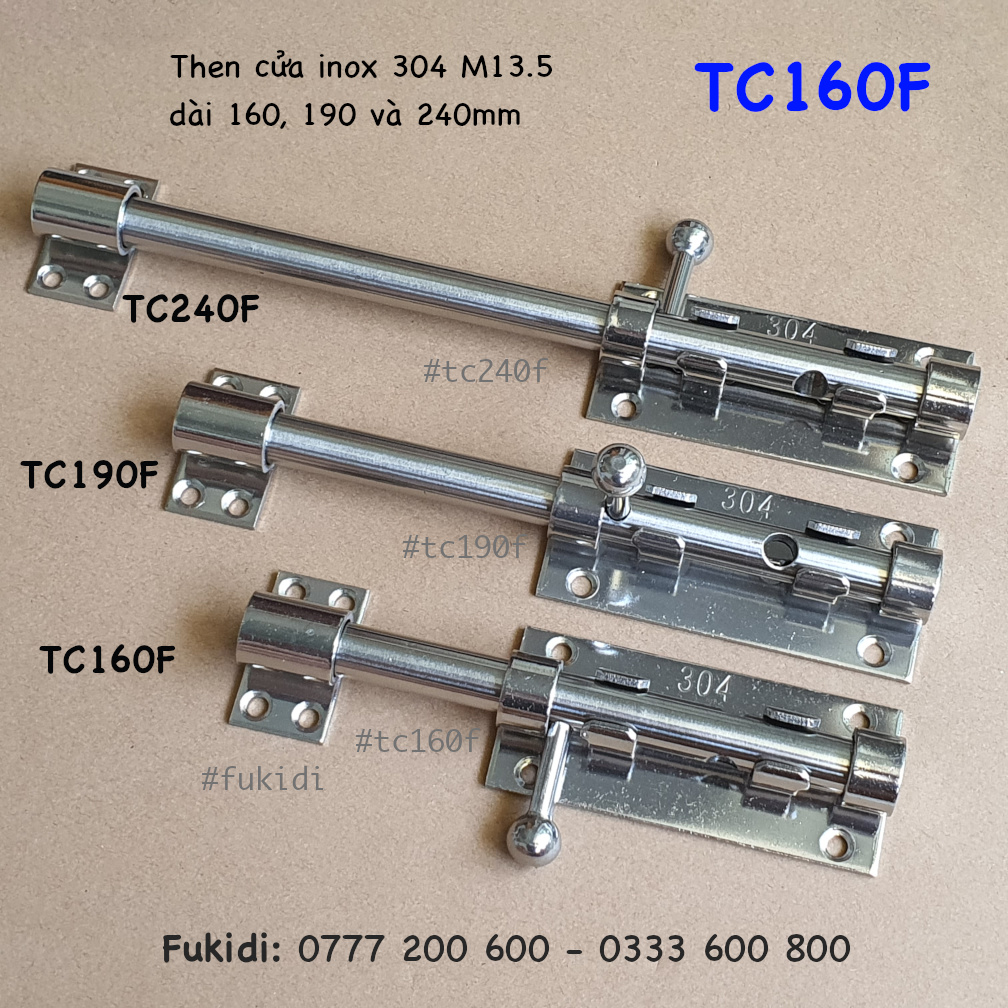 ba kích cỡ của then TC160F như hình dưới, chì khác chiều dài then, còn lại như nhau hết
