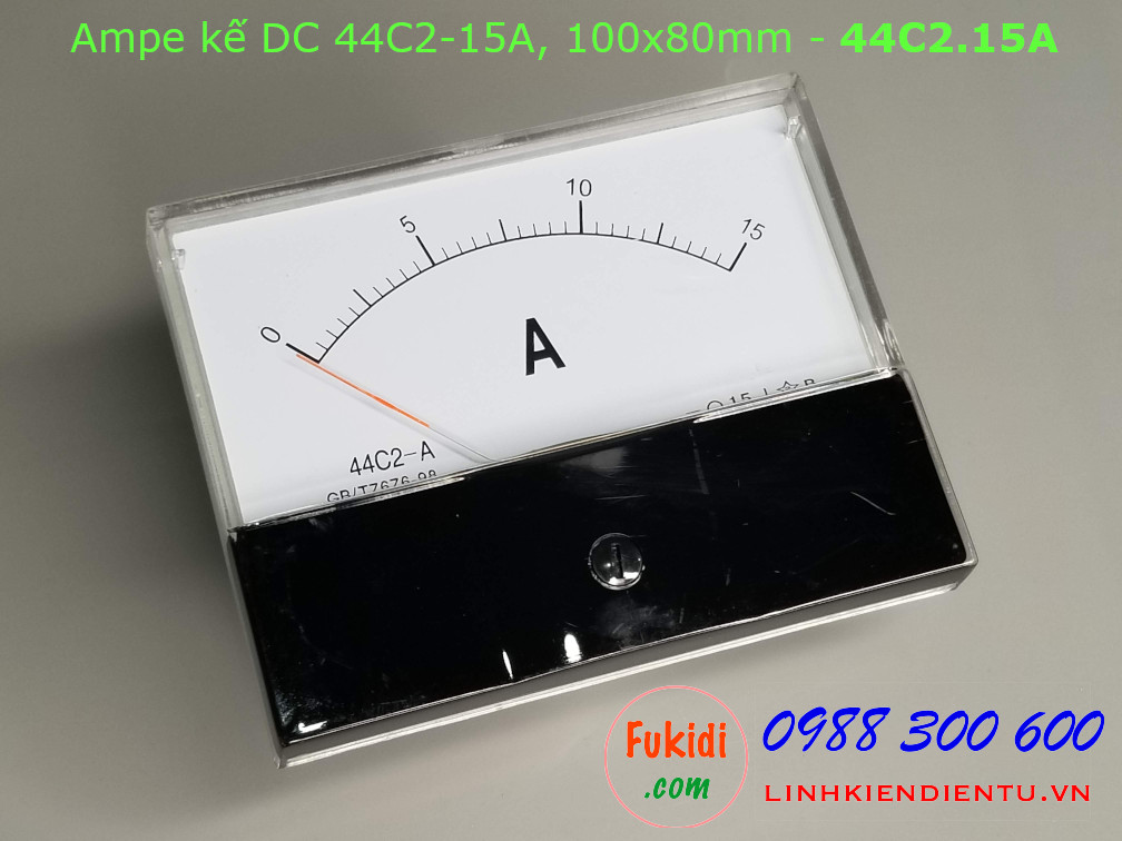 Ampe kế DC 44C2 15A chỉ thị bằng kim, kích thước 100x80mm - 44C2.15A