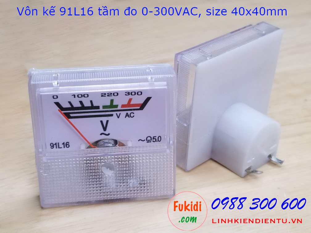 Vôn kế AC 91L16 tầm đo 0-300VAC dùng cho ổn áp, giám sát điện trong gia đình 91L16.300V