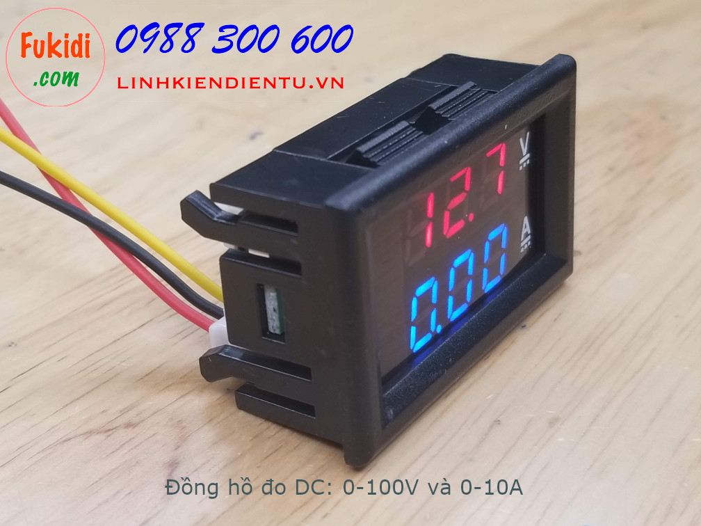 Đồng hồ đo dòng điện từ 0-10A và điện áp từ 0-100V hiển thị LED