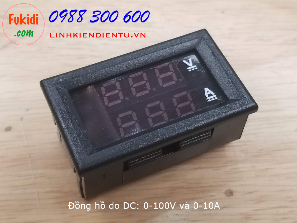 Đồng hồ đo dòng điện từ 0-10A và điện áp từ 0-100V hiển thị LED