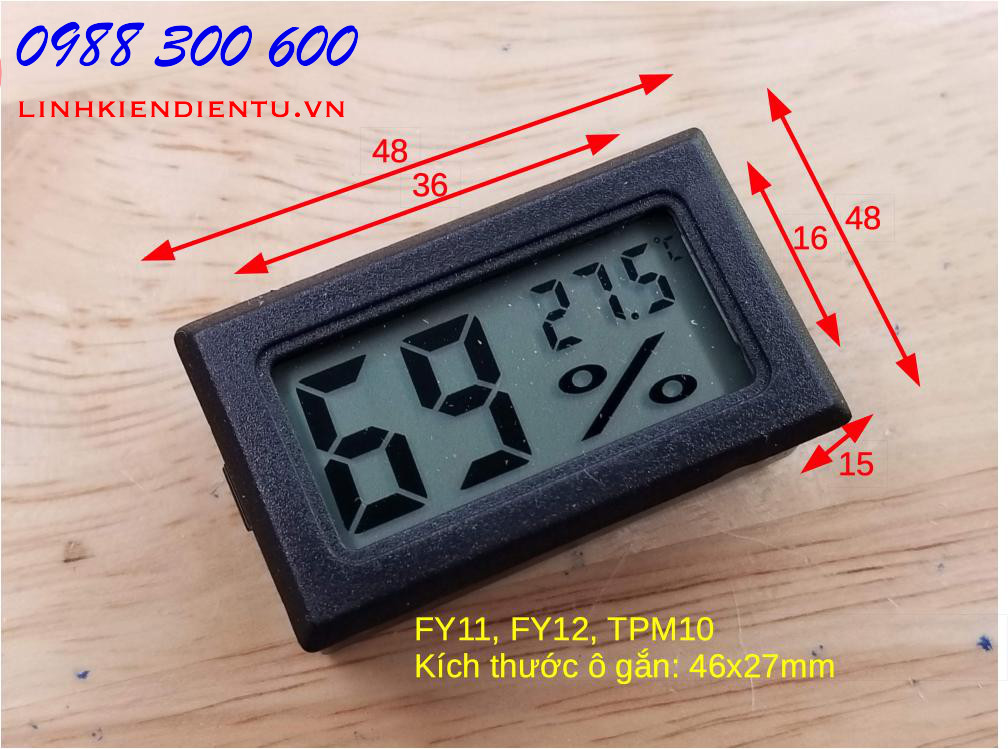 Nhiệt kế và ẩm kế, đồng hồ đo nhiệt độ và độ ẩm hiển thị LCD FY11
