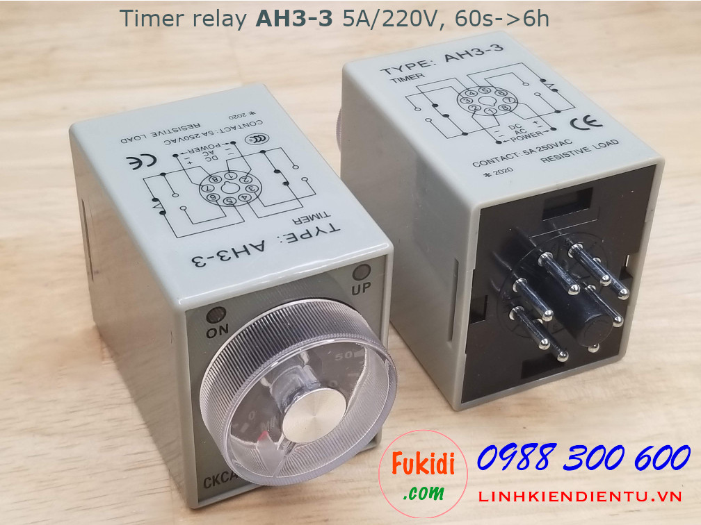 Timer Relay AH3-3 5A 250V thời gian delay từ 60s đến 6h