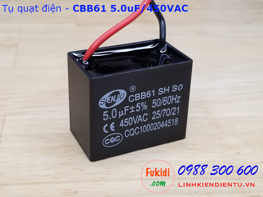 Tụ khởi động quạt điện CBB61 5.0uF/450VAC