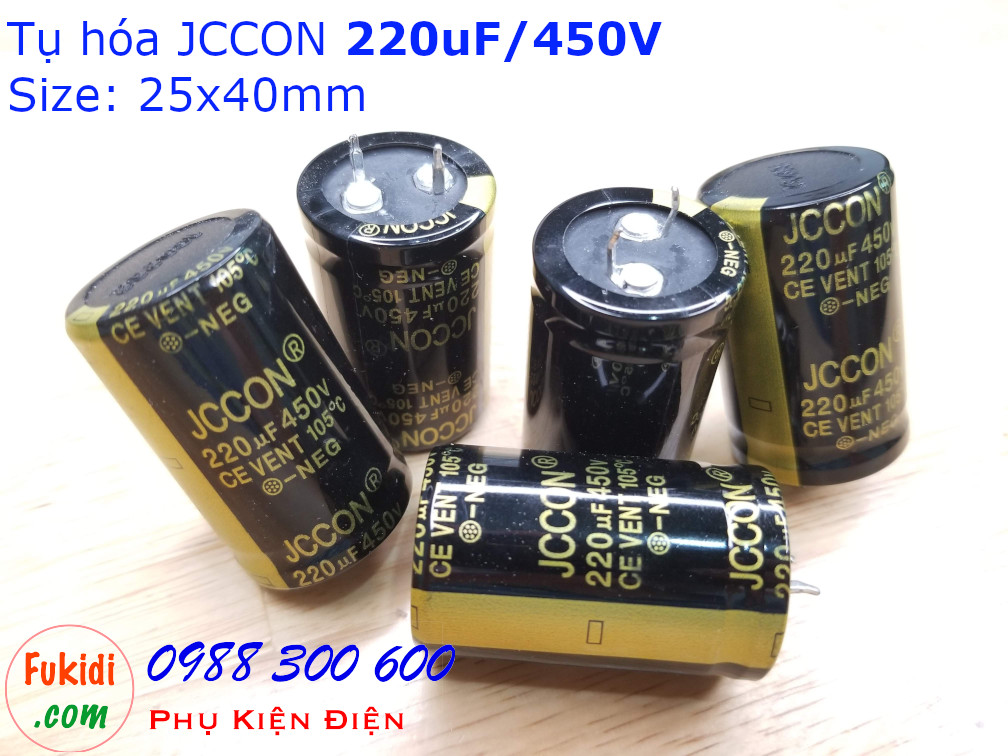 Tụ hóa JCCON 220uF 450V size 25x40mm