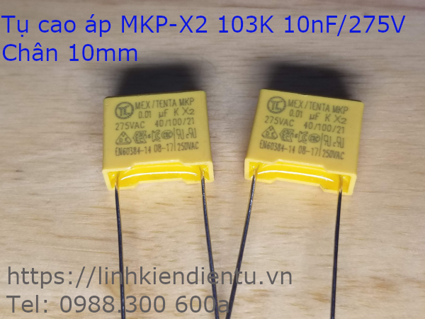 5 Condensateurs MKP X2 0.01µF 10nF 275V - Polypropylène Métallisé - Pour Projets Audio Et électronique - Tolérance ±10%
