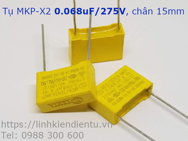 Tụ MKP-X2 0.068uF/275V, chân 15mm