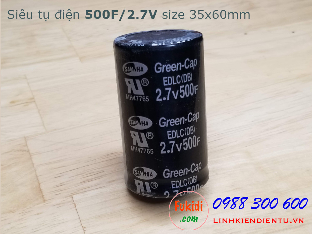 Siêu tụ điện - tụ điện dung lượng cao 500F/2.7V, size 35x60mm