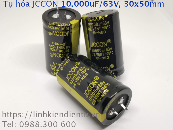 Tụ hóa JCCON 63v10000uf 10.000uF/63V size 30x50mm chân cứng